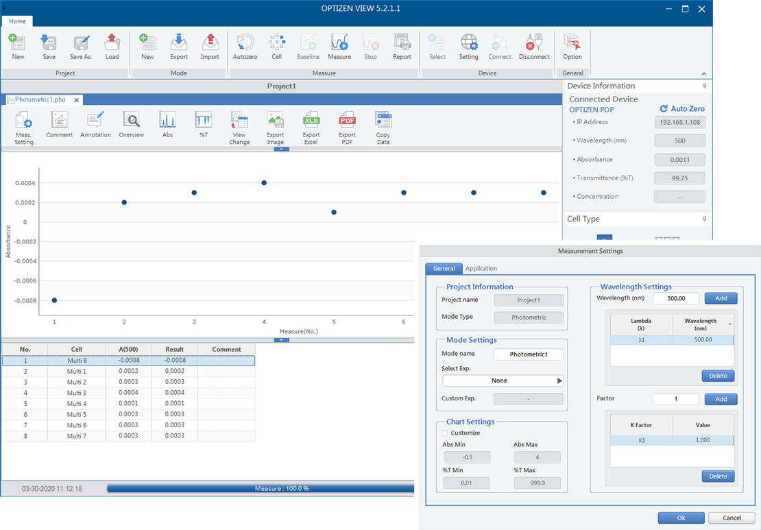 OPTIZEN View - Software Espectrofotometría modo Fotométrico